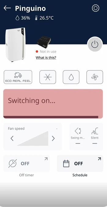 Home card with a Switching on loading bar