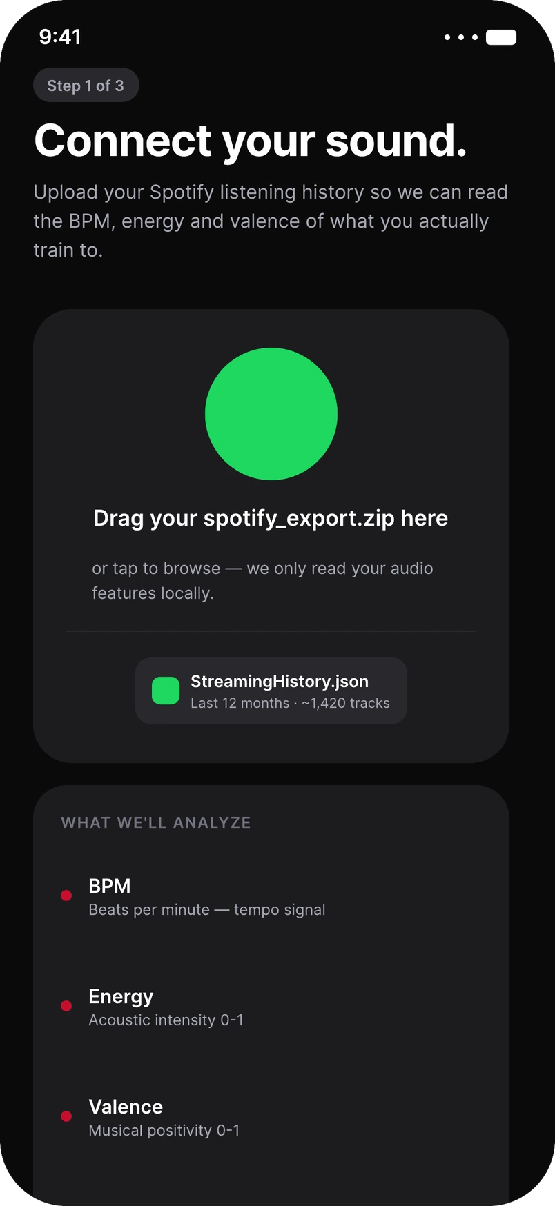 Connect your sound: upload the Spotify export