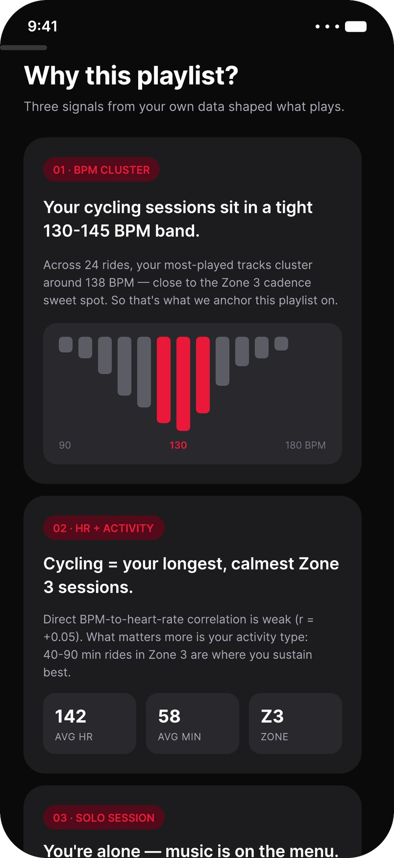 Why this playlist? Three signals from the user's own data
