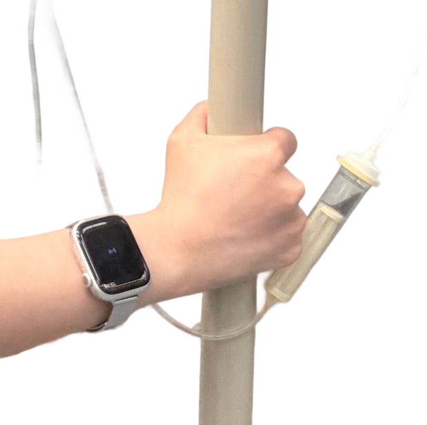 Prototype exploration of a wrist-worn directional indicator held near an IV pole